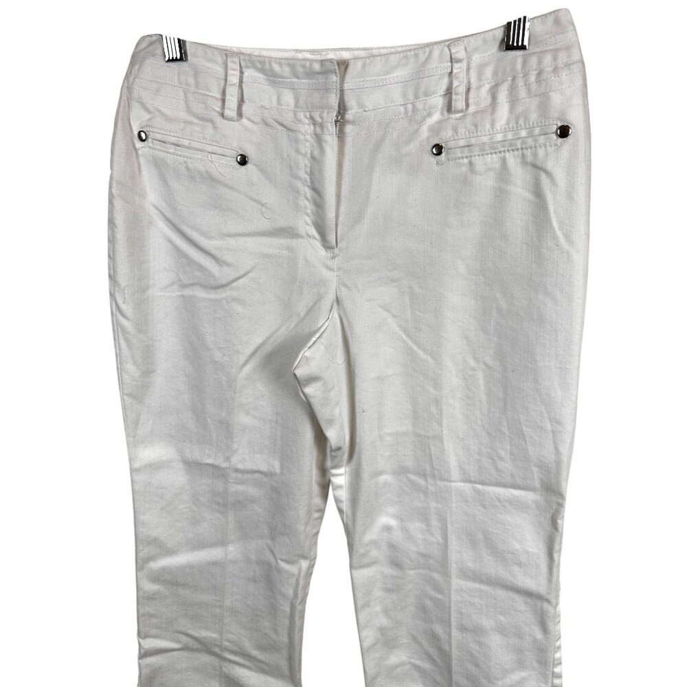 Dressbarn 8P Blend Pants  Button Pockets White 77% Cotton 20% Polyester